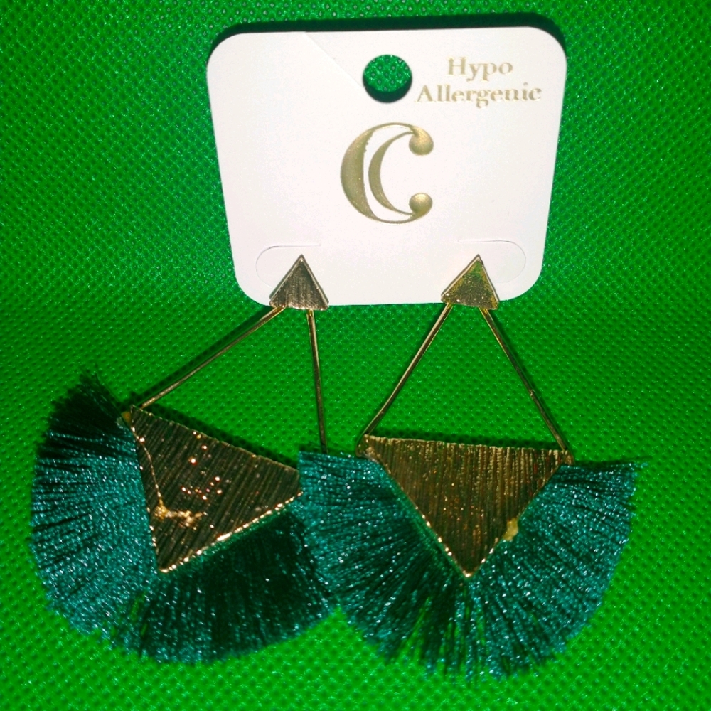 Charming Charlie Green Tassel Earrings